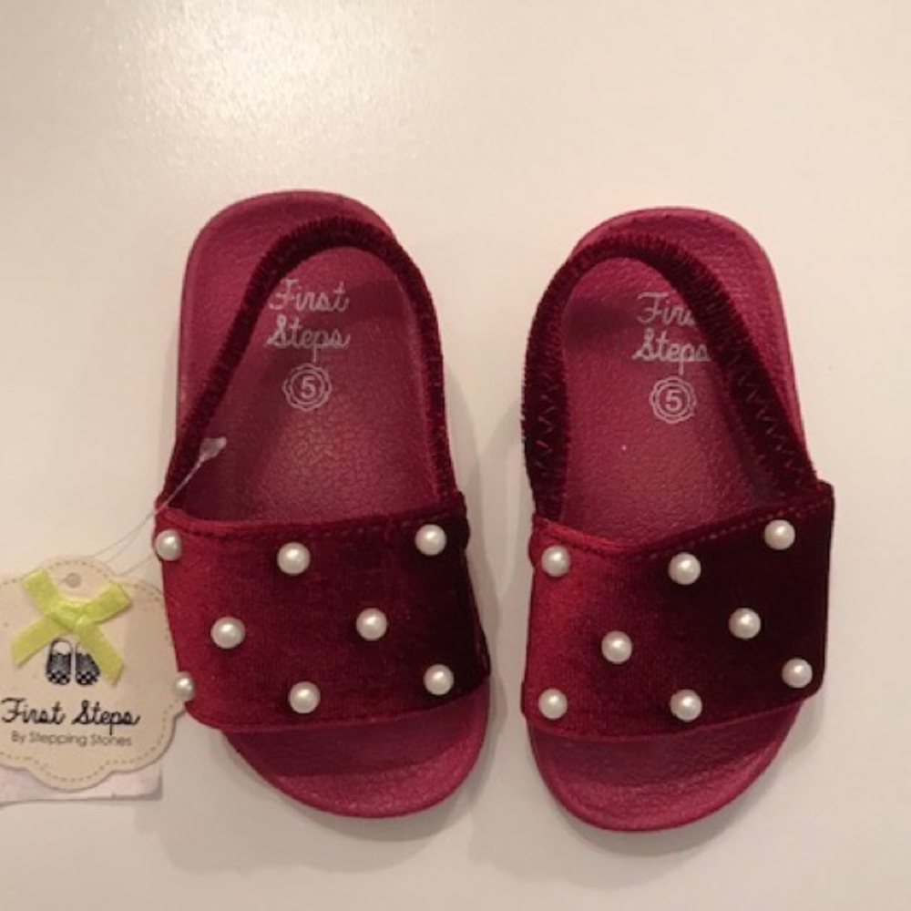 First Steps: velvet slide shoes